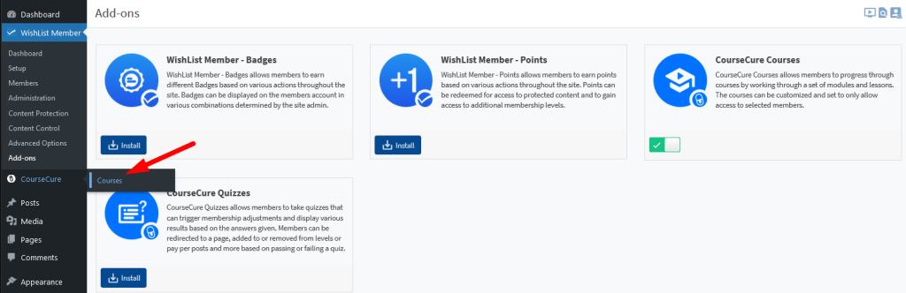 CourseCure Add-ons for WishList Member
