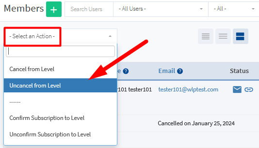 WishList Member - Uncancel from Level