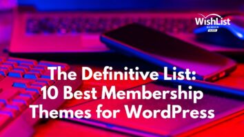Digital Designer Workplace with the title overlay "The Definitive List: 10 Best Membership Themes for WordPress"