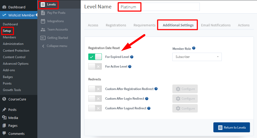 Re-Register for a Level - Registration Date Reset