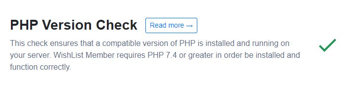 WishList Member Self Check - PHP Version Check