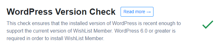 WishList Member Self Check - WordPress Version Check