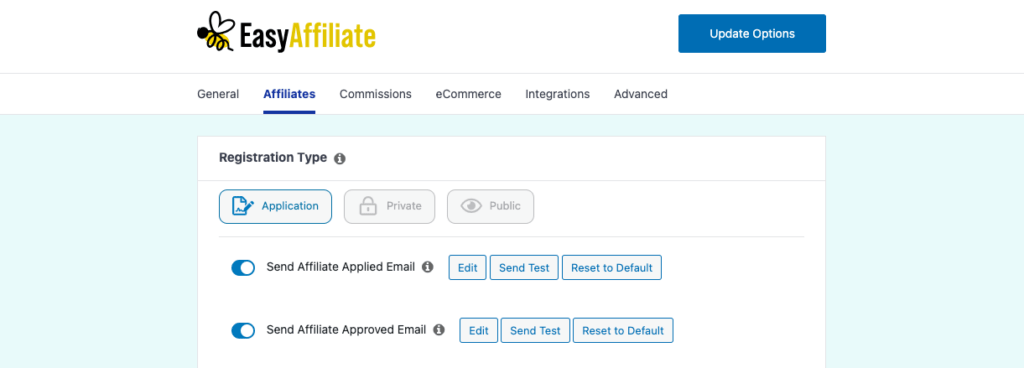 Screenshot of the Easy Affiliate Application Process