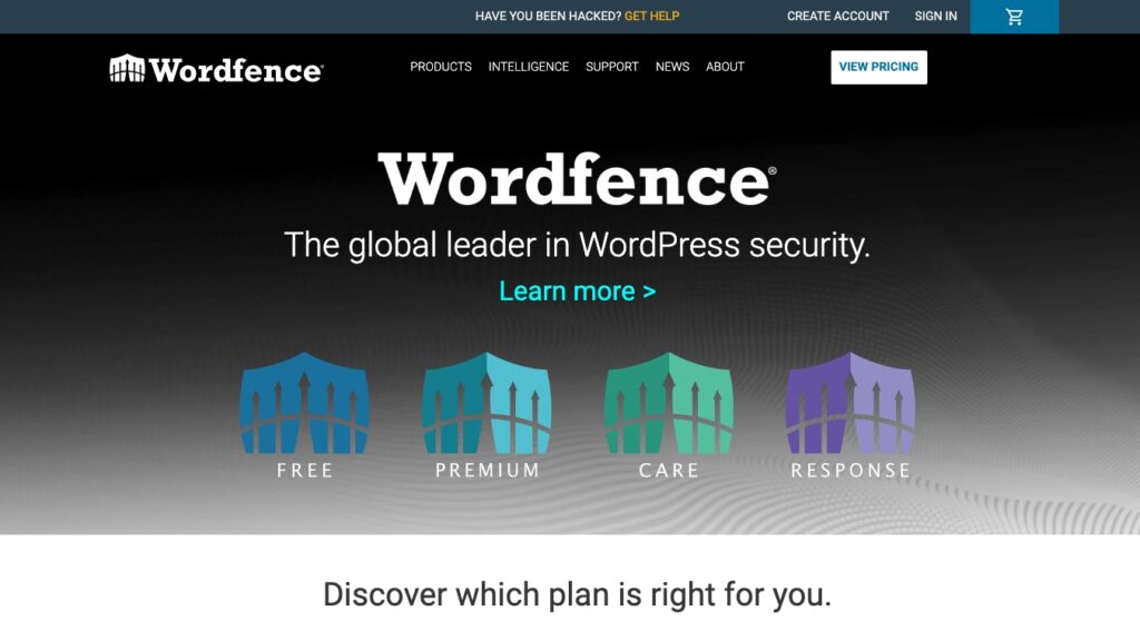 Wordfence WordPress security plugin homepage