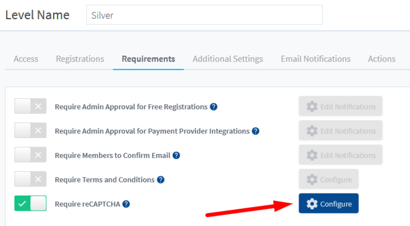 Require reCAPTCHA for members to sign up through WishList Member - Configure