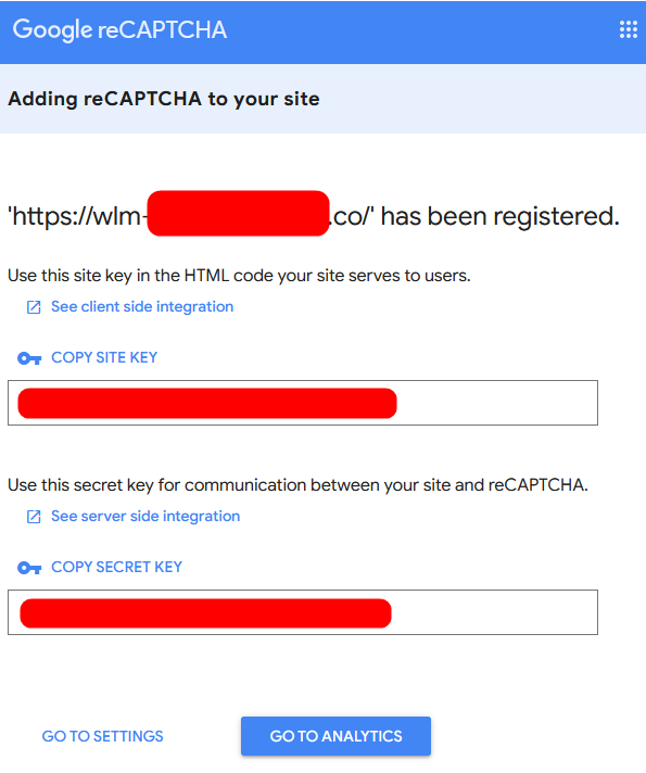 Require reCAPTCHA for members to sign up through WishList Member - Create reCAPTCHA Secret Key and reCAPTCHA Site Key