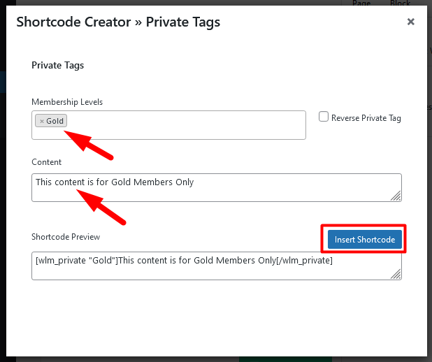 Insert a WishList Member Private Tag or Reverse Private Tag