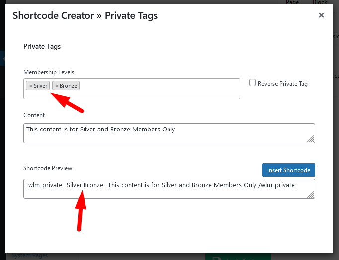 Insert a WishList Member Private Tag or Reverse Private Tag