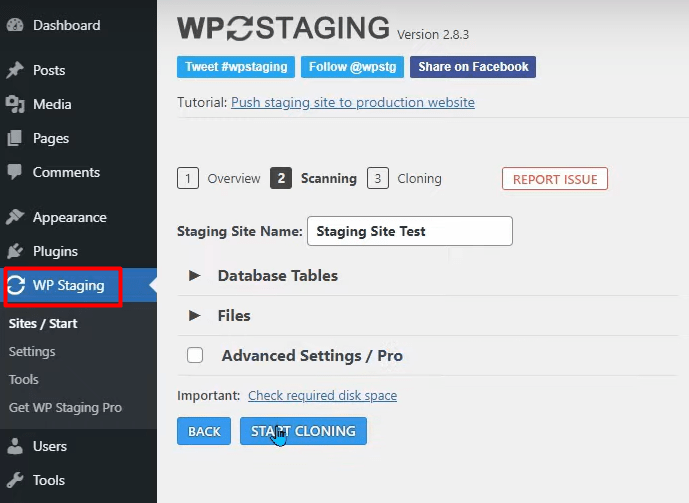 Create a Staging Site for safe testing - WP Staging