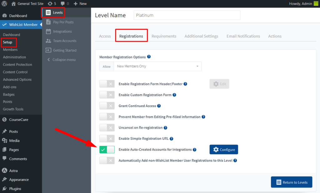 Enable Auto-Created Accounts for Integrations - WishList Member