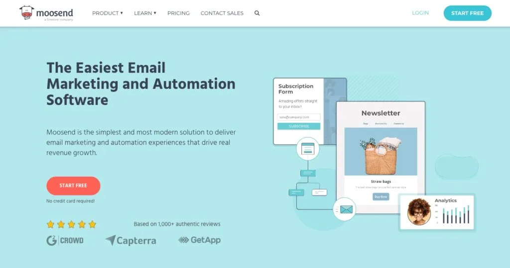 Moosend homepage