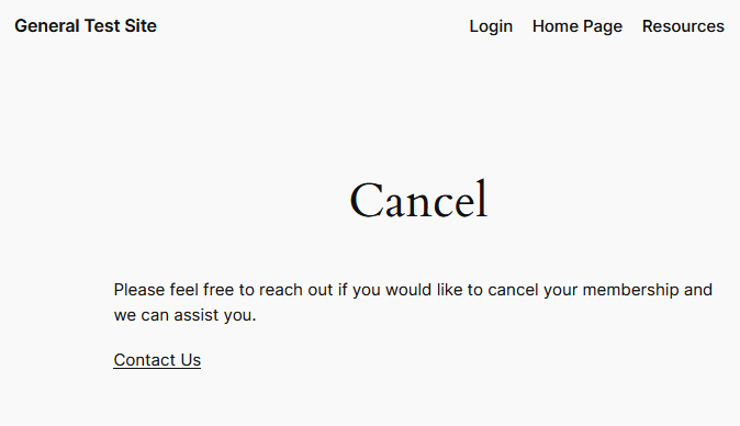 Allow Members to Cancel Their Plan - Cancellation Page
