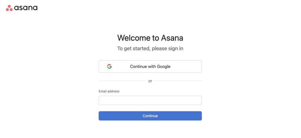 Asana Social Login option