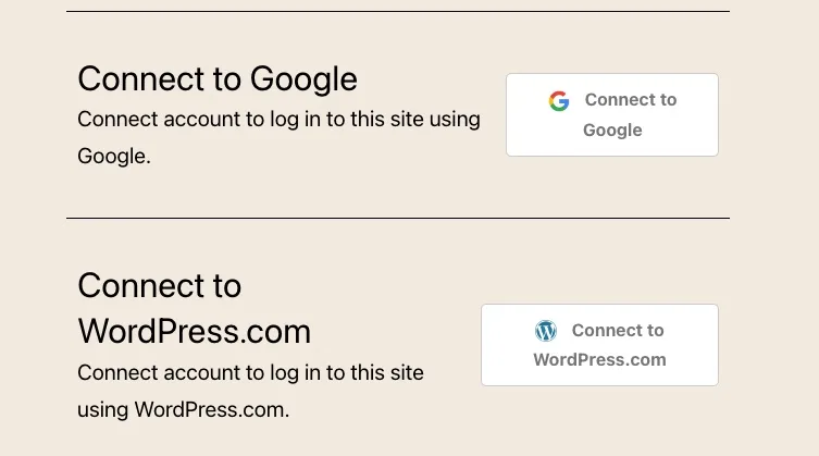 Screenshot - WordPress Membership Plugin - Membership Sites example of social logins connect disconnect buttons