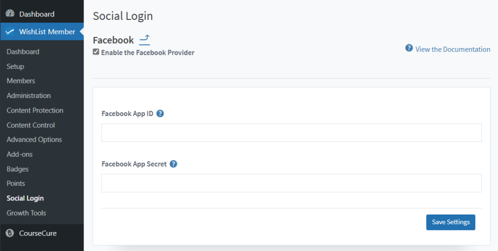 WishList Member Social Login - Enable Facebook