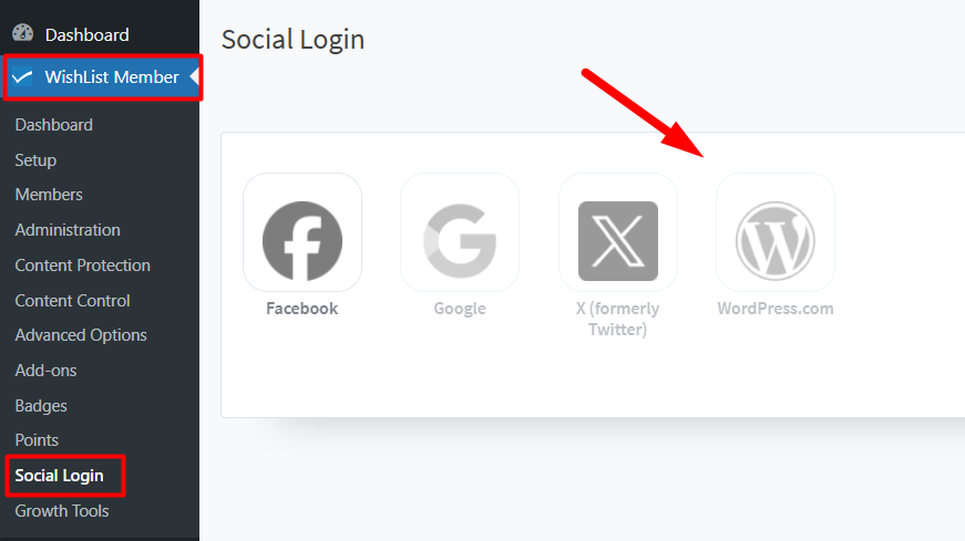 WishList Member Social Login - Enable WordPress.com