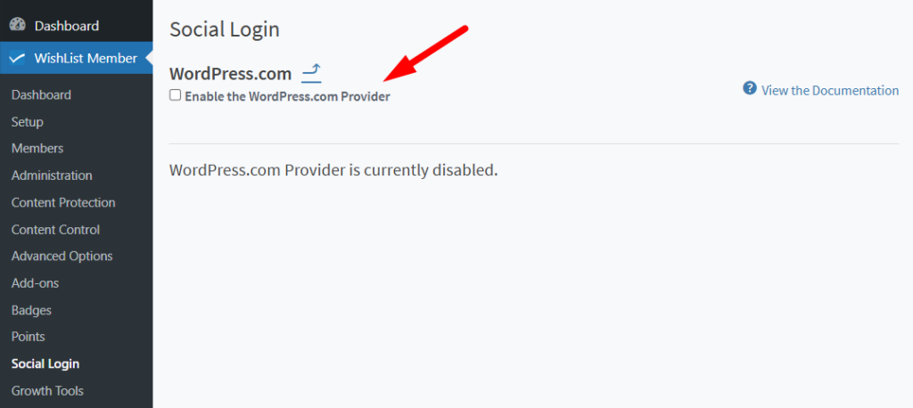 WishList Member Social Login - Enable WordPress.com