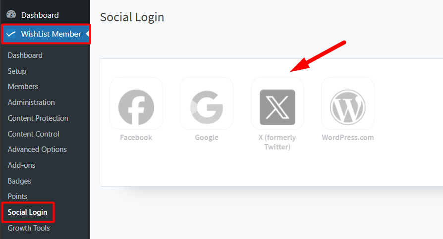 WishList Member Social Login - Enable X (formerly Twitter)