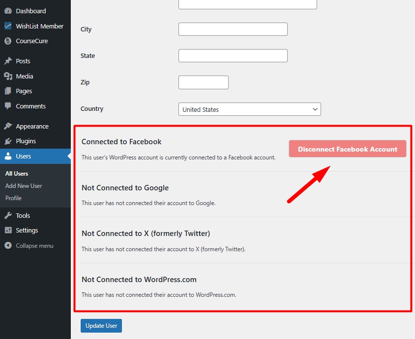 WishList Member Social Login - User Profile