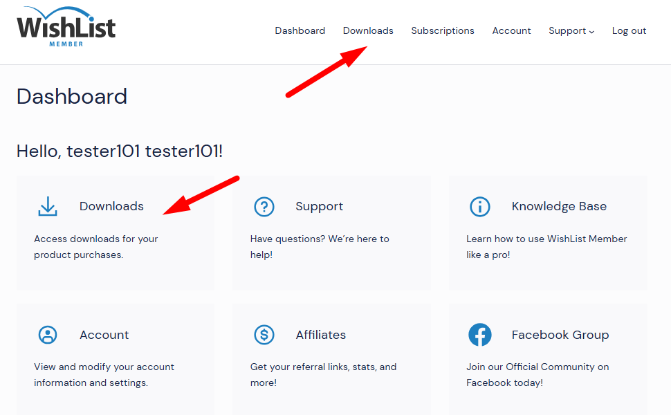 WishList Member Customer Center Dashboard