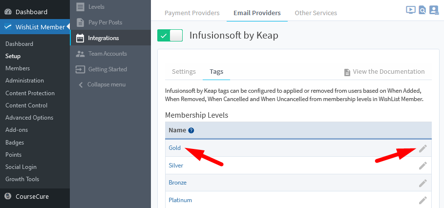 Infusionsoft by Keap (Email Provider) Integration with WishList Member - Triggers and Actions