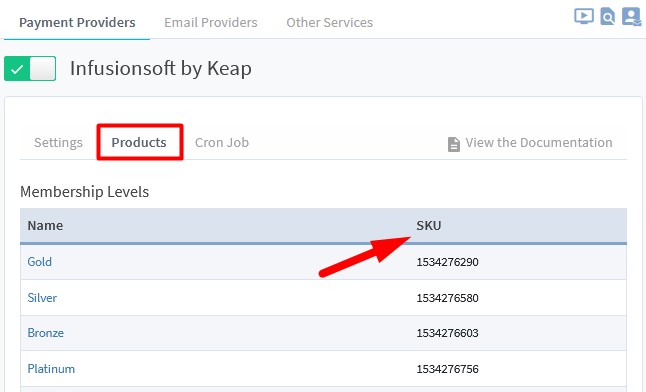 Infusionsoft by Keap (Payment Provider) Integration with WishList Member - Product SKUs