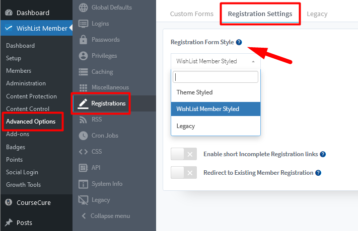 Select Your Registration Form Style Using WishList Member